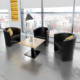 London reception single and double tub chairs - black faux leather