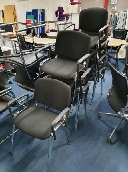 used charcoal fabric meeting chairs with arms
