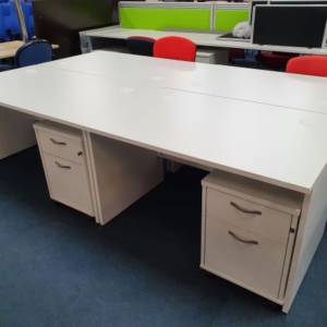 new white desks and second hand pedestals