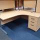 Excellent condition Used Oak Corner Desks with Desk High Pedestals