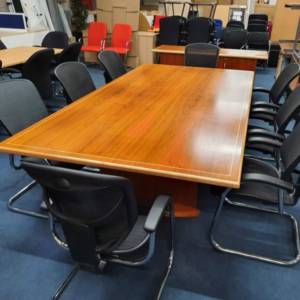 Used Veneer Boardroom Table and Credenza Sideboard Set