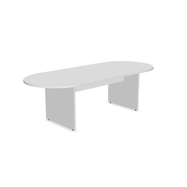 White 2.4m D End Boardroom Table, angled view