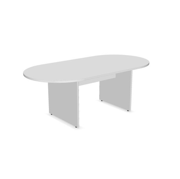 White 2m D End Boardroom Table, angled view
