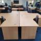Beech Corner desks with Pedestals and Anti Virus Screens 2