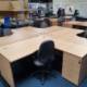Beech Corner desks with Pedestals and Anti Virus Screens