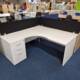 Solution Corner Desk with Desk High Pedestal in White finish