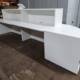 used large White Reception Desk, rear view