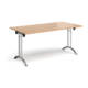 Dams Curved Folding Leg Table Range, from Office Furniture Centre, silver frame, top in beech