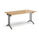Dams Curved Folding Leg Table Range, from Office Furniture Centre, black frame, top in oak