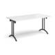 Dams Curved Folding Leg Table Range, from Office Furniture Centre, black frame, top in white