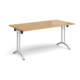Dams Curved Folding Leg Table Range, from Office Furniture Centre, silver frame, top in oak