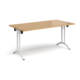 Dams Curved Folding Leg Table Range, from Office Furniture Centre, white frame, top in oak