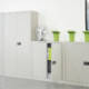 Dams Steel 2 Door Contract Cupboard 1.8m and 1m high in White, Room Setting