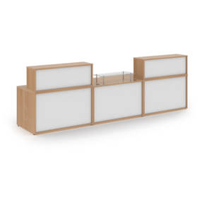 Dams Denver Reception Desk, Large Straight 3.6m, Beech with White Panels, front view