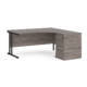 Dams Maestro 25 Corner Desk with Desk High Pedestal - Grey Oak with Black frame 1600mm