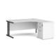 Dams Maestro 25 Corner Desk with Desk High Pedestal - White with Black frame 1600mm