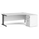 Dams Maestro 25 Corner Desk with Desk High Pedestal - White with Black frame 1800mm