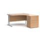Dams Maestro 25 Corner Desk with Desk High Pedestal - silver frame, beech top 1400mm