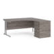 Dams Maestro 25 Corner Desk with Desk High Pedestal - Grey Oak with Silver frame 1600mm