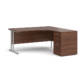 Dams Maestro 25 Corner Desk with Desk High Pedestal - Walnut with Silver frame 1600mm
