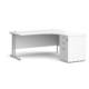 Dams Maestro 25 Corner Desk with Desk High Pedestal - White with Silver frame 1600mm