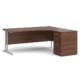 Dams Maestro 25 Corner Desk with Desk High Pedestal - Walnut with Silver frame 1800mm