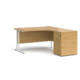 Dams Maestro 25 Corner Desk with Desk High Pedestal - Oak with White frame 1400mm