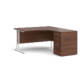 Dams Maestro 25 Corner Desk with Desk High Pedestal - Walnut with White frame 1400mm