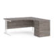 Dams Maestro 25 Corner Desk with Desk High Pedestal - Grey Oak with White frame 1600mm