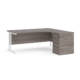 Dams Maestro 25 Corner Desk with Desk High Pedestal - Grey Oak with White frame 1800mm