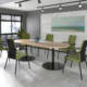 Dams Eternal Boardroom Table Range, Room Setting with Beech Tabletop and Black Base 2