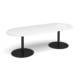 Dams Eternal Boardroom Table Range, D End Table with White Top and Black Base