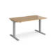 Dams Elev8 Mono Sit-Stand Desk, straight, 1400mm, silver frame, oak top