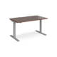 Dams Elev8 Mono Sit-Stand Desk, straight, 1400mm, silver frame, walnut top