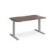 Dams Elev8 Touch Sit-Stand Desk, straight, 1400mm in walnut with silver frame