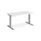 Dams Elev8 Touch Sit-Stand Desk, straight, 1400mm in white with silver frame