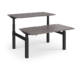 Dams Elev8 Touch Sit-Stand Desk, 1400mm, back to back, black frame, top in grey oak