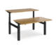 Dams Elev8 Touch Sit-Stand Desk, 1400mm, back to back, black frame, top in oak