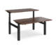 Dams Elev8 Touch Sit-Stand Desk, 1400mm, back to back, black frame, top in walnut