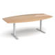 Dams Elev8 Touch sit-stand boardroom table, 2.4m silver frame beech top