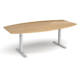 Dams Elev8 Touch sit-stand boardroom table, 2.4m silver frame oak top