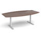 Dams Elev8 Touch sit-stand boardroom table, 2.4m silver frame walnut top