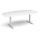 Dams Elev8 Touch sit-stand boardroom table, 2.4m silver frame white top