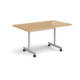 Dams Fliptop Meeting Table Range, from Office Furniture Centre 1400mm silver frame with top in oak
