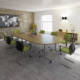Dams Fliptop Meeting Table Range, from Office Furniture Centre 1400mm silver frame with top in oak, room setting