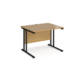 Dams Maestro 25 straight desk - black cantilever leg frame, oak top