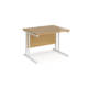 Dams Maestro 25 straight desk - white cantilever leg frame, oak top