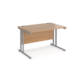 Dams Maestro 25 straight desk - silver cantilever leg frame, beech top