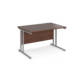 Dams Maestro 25 straight desk - silver cantilever leg frame, walnut top