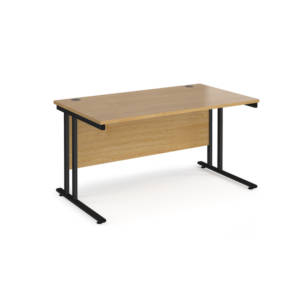 Dams Maestro 25 straight desk - black cantilever leg frame, oak top